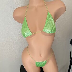 NEW Super Sexy Glitter Lime Green Stripper Outfit Set OS